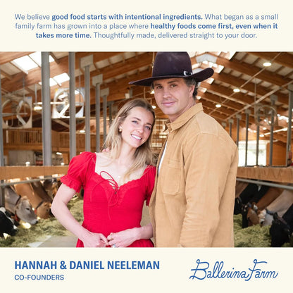 Ballerina Farm Grass Fed Whey Protein Powder, 24g Protein with Collagen Peptides, Bovine Colostrum, Hemp Hearts & Prebiotic Fiber